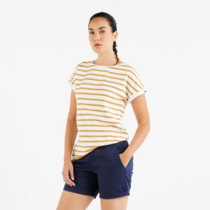 Морская рубашка с короткими рукавами женская - 100 белый/охра TRIBORD, цвет gelb Tribord