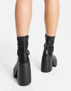 Черные ботинки-носки на высоком каблуке ASOS DESIGN Ember