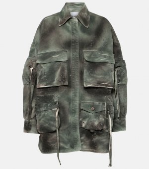 Джинсовая куртка карго с камуфляжным принтом , зеленый The Attico