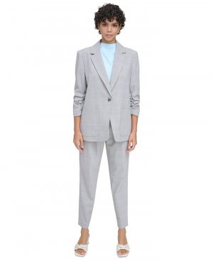 Женский клетчатый пиджак с рюшами и одной пуговицей , мультиколор Calvin Klein