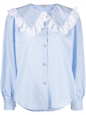 Блузка с оборками Alessandra Rich. Цвет: синий