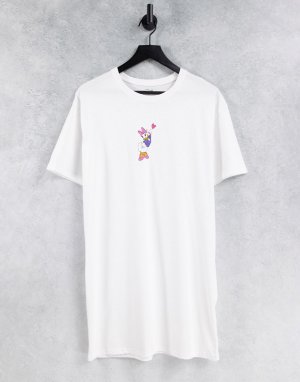 Белое платье-футболка с диснеевским персонажем Дейзи Дак-Белый MERCH CMT LTD