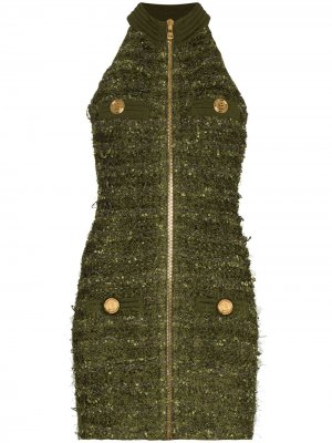 Платье мини с вырезом халтер Balmain. Цвет: зеленый