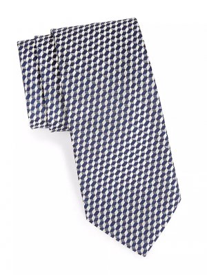 Шелковый жаккардовый галстук Neat Geo Block , белый Charvet