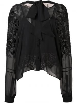 Прозрачная блузка с декорированными рукавами Loyd/Ford. Цвет: чёрный