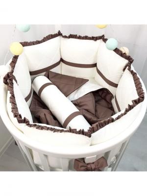 Комплект постельного белья в детскую кроватку Шоколад, 12 предметов MARELE. Цвет: коричневый, молочный