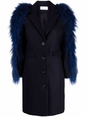 Пальто с меховыми рукавами Loulou. Цвет: синий