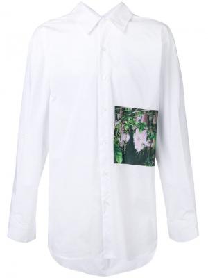 Длинная рубашка с заплаткой цветочным принтом Yuiki Shimoji. Цвет: белый