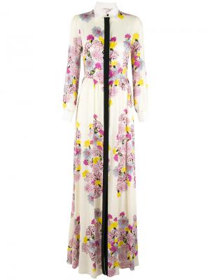 Floral top-button maxi dress Daniele Carlotta. Цвет: белый