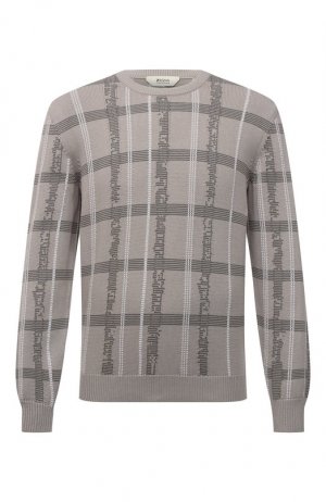 Хлопковый свитер Zegna. Цвет: серый
