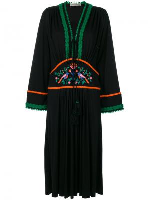 Платье с длинными рукавами и вышивкой Veronique Branquinho. Цвет: чёрный