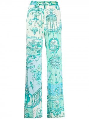 Расклешенные брюки с принтом ETRO. Цвет: зеленый