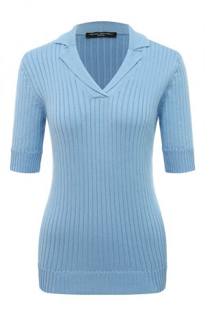 Пуловер-поло из хлопка и вискозы Pietro Brunelli. Цвет: голубой
