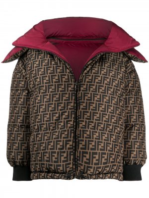 Куртка-пуховик с монограммой Fendi. Цвет: красный