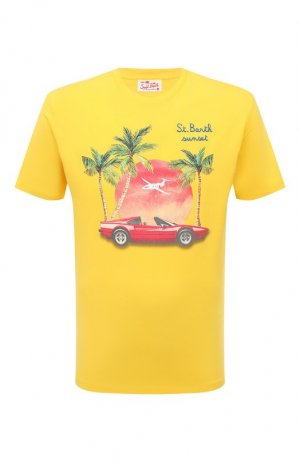Хлопковая футболка MC2 Saint Barth. Цвет: жёлтый