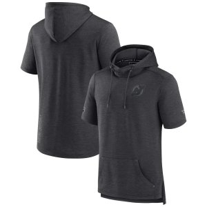Мужской фирменный пуловер с короткими рукавами и капюшоном рукавами, темно-серый, Нью-Джерси Devils Authentic Pro Road Performance Fanatics