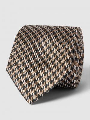 Шелковый галстук с узором «гусиные лапки», модель «Галстук» (7,5 см) , бежевый BOSS