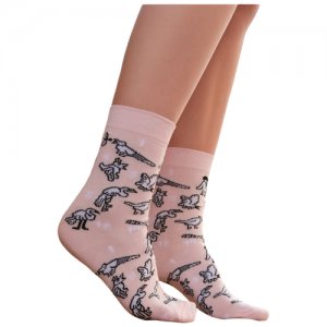 Женские носки с принтом Раз Два Три, цвет: персиковый,светло-коралловый, размер: 35-37 LAMBONIKA. Цвет: розовый/красный