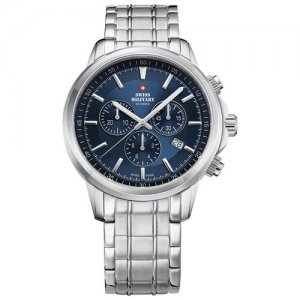 Наручные часы SWISS MILITARY BY CHRONO, серебряный, синий Chrono. Цвет: серебристый
