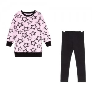 Комплект для девочки (туника и лосины), цвет черный/розовый, рост 98 см SlavTex