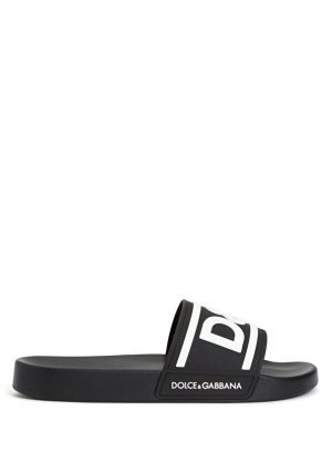 Черно-белые мужские тапочки с логотипом Dolce&Gabbana