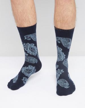 Темно-синие носки с принтом пейсли Urban Eccentric. Цвет: темно-синий