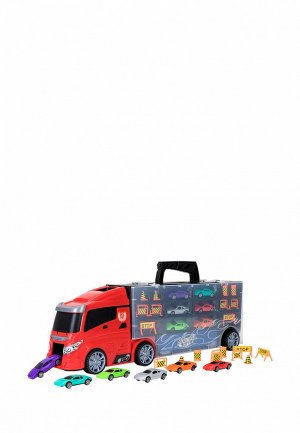 Набор игровой Givito машинок серии Мой город (Автовоз - кейс 51,5 см, красный, с тоннелем. 6 и 10 дорожных знаков). Цвет: разноцветный
