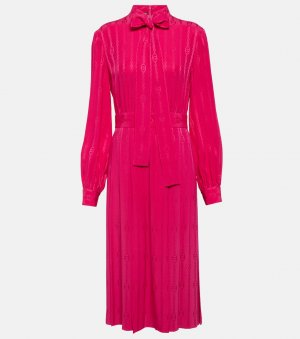 Платье миди из жаккардового шелка с узором gg , розовый Gucci