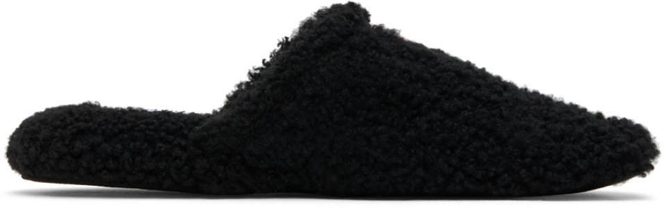 Черные тапочки из овчины Thom Browne