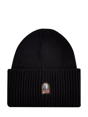 Шапка-бини Street Hat из шерсти мериноса с отворотом PARAJUMPERS. Цвет: черный