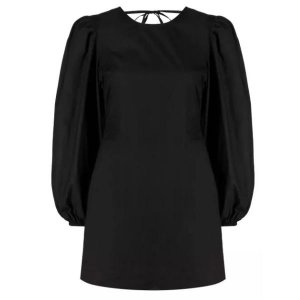 Платье mini dress 099 black Ganni, черный GANNI