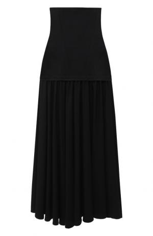Шерстяная юбка-миди Yohji Yamamoto. Цвет: черный