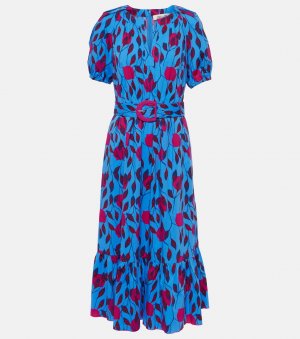 Платье миди lindy из хлопкового поплина, синий Diane von Furstenberg
