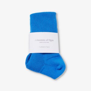 Трикотажные носки в рубчик из смесового кашемира , синий Johnstons