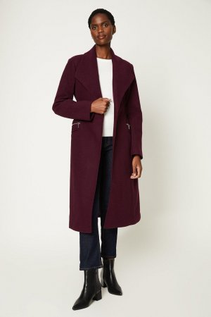 Пальто с поясом и молнией , красный Wallis
