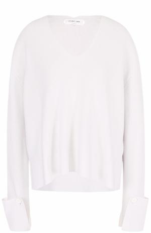 Пуловер свободного кроя с V-образным вырезом Helmut Lang. Цвет: светло-серый
