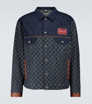 Эко-джинсовая куртка с узором GG и органическим , синий Gucci