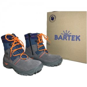 Ботинки для мальчиков утепленные с мембраной BRTKTEX серо-голубые 33 размер Bartek. Цвет: оранжевый/голубой/серый
