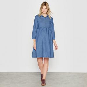 Платье из денима для периода беременности R essentiel. Цвет: синий потертый