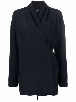 Wrap-front silk blouse ASPESI. Цвет: синий