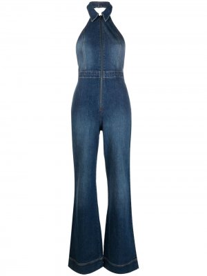 Джинсовый комбинезон Gorgeous с расклешенными брюками Alice+Olivia. Цвет: синий