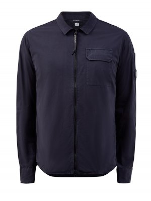 Рубашка-ветровка из хлопкового габардина с фирменной линзой C.P.COMPANY. Цвет: синий