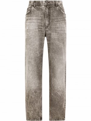 Широкие джинсы с эффектом потертости Dolce & Gabbana. Цвет: серый