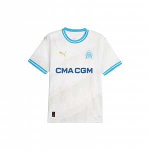 PUMA Olympique De Marseille 23/24 Home Jersey With Stripe Trim And Letter Print Men Tops White 771281-01