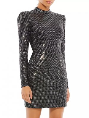 Мини-платье с водолазкой металлизированного цвета , цвет black silver Mac Duggal