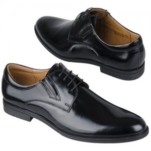 Кожаные мужские туфли черного цвета C-6845-0800-00S02 czarny Conhpol. Цвет: черный