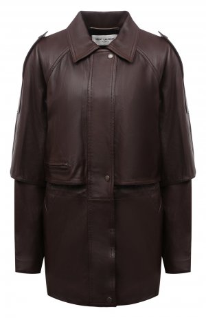 Кожаная куртка Saint Laurent. Цвет: коричневый