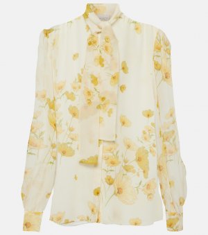 Блуза из шелкового жоржета с принтом , белый Giambattista Valli