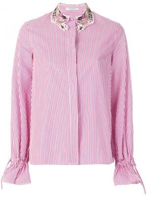 Полосатая рубашка с вышивкой на воротнике Vivetta. Цвет: розовый и фиолетовый
