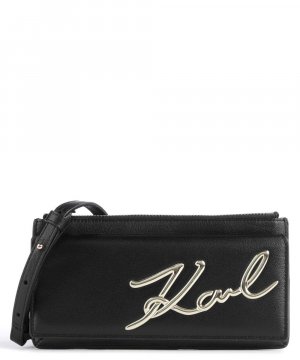 Фирменная сумка через плечо из мелкозернистой яловой кожи. , черный Karl Lagerfeld